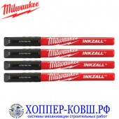 Ручка Milwaukee INKZALL с тонким черным стержнем 4 шт. 48223164