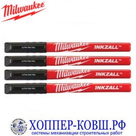 Ручка Milwaukee INKZALL с тонким черным стержнем 4 шт. 48223164